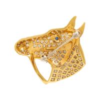 Diamond, Sapphire, and Yellow Gold Horse Brooch