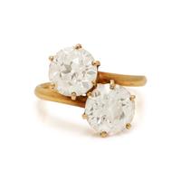 Diamond and Yellow Gold 'Toi et Moi' Ring