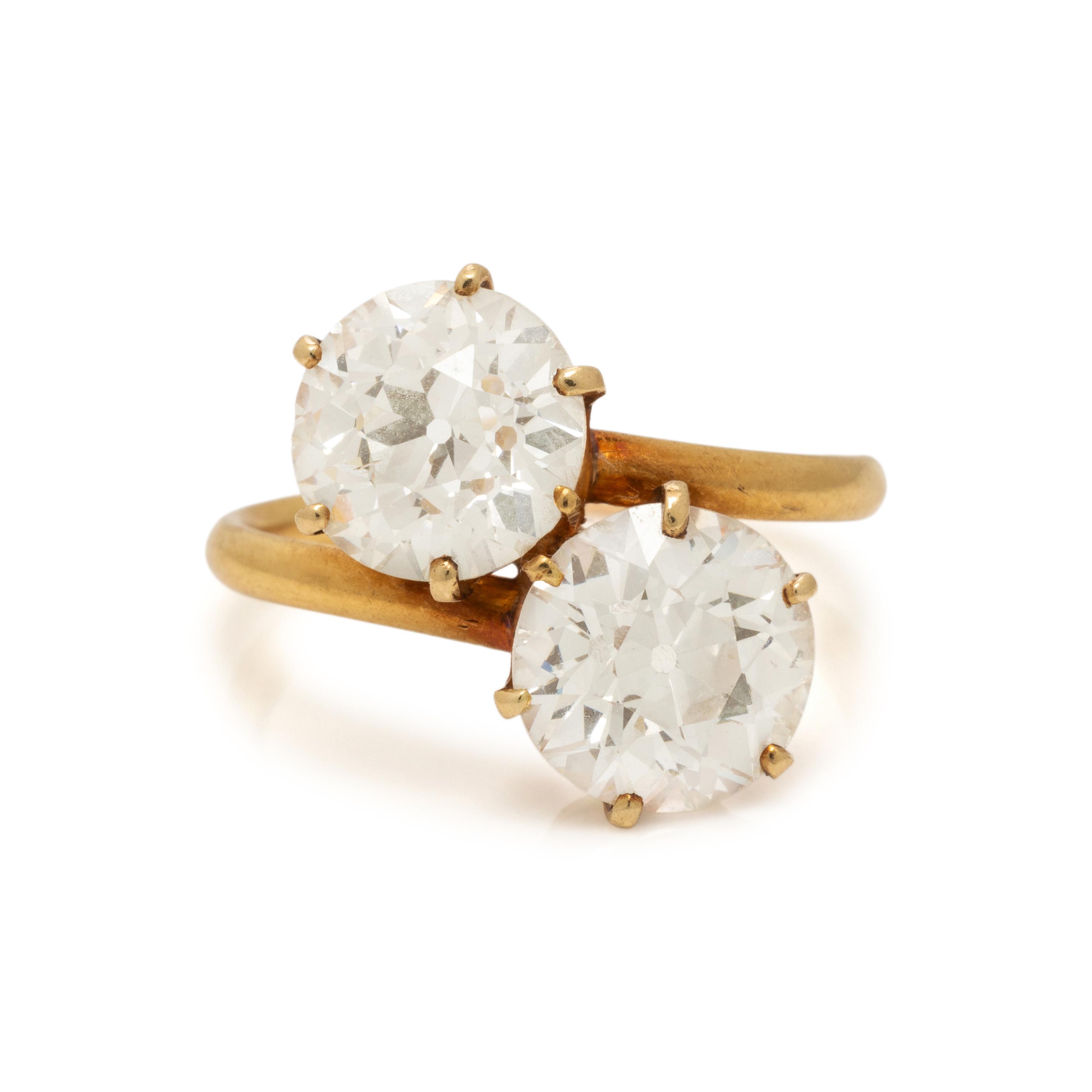 Diamond and Yellow Gold 'Toi et Moi' Ring