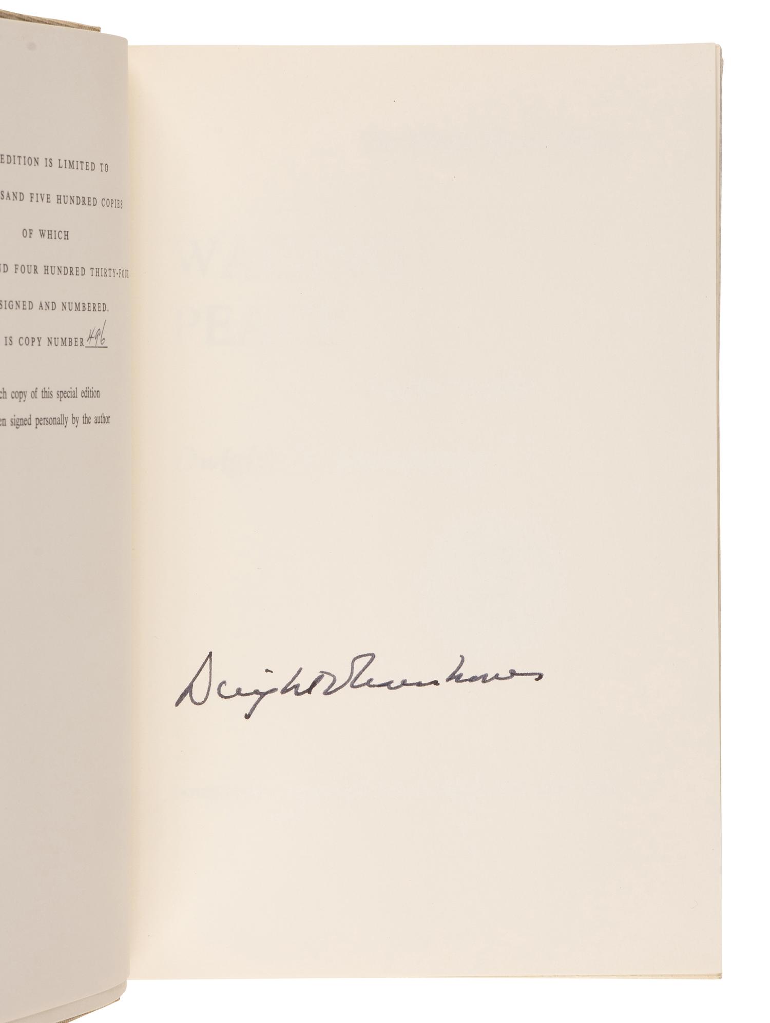 EISENHOWER, Dwight D. (1890-1969). The White House Years: Waging Peace, 1956-1961 . Garden City, NY: Doubleday & Company, Inc., 1965.