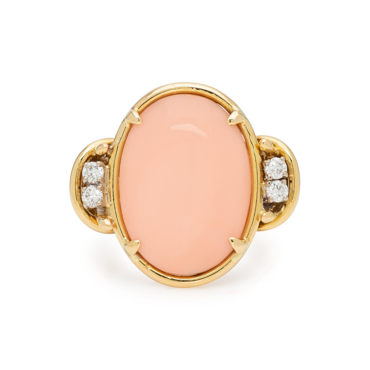 CORAL AND DIAMOND RING