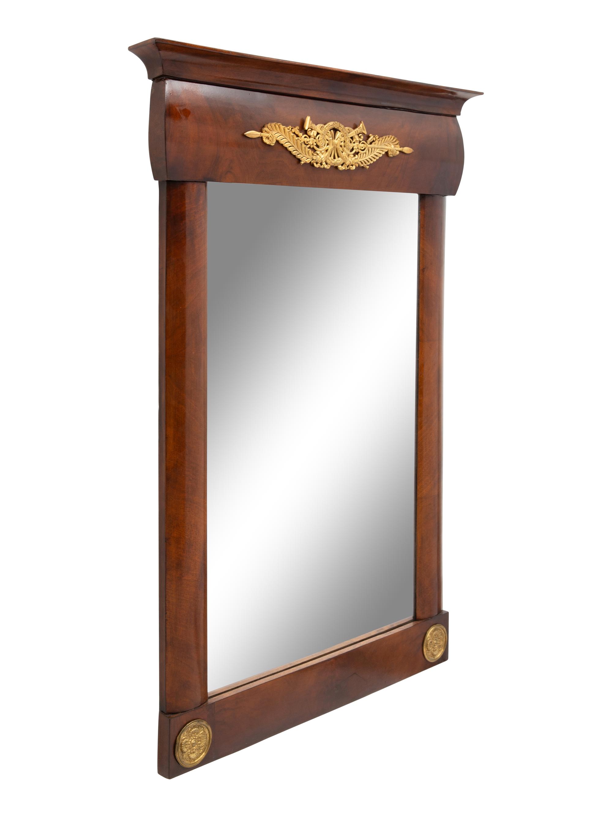 An Empire Style Gilt-Bronze Mounted Mahogany Console d'Applique and Mirror
