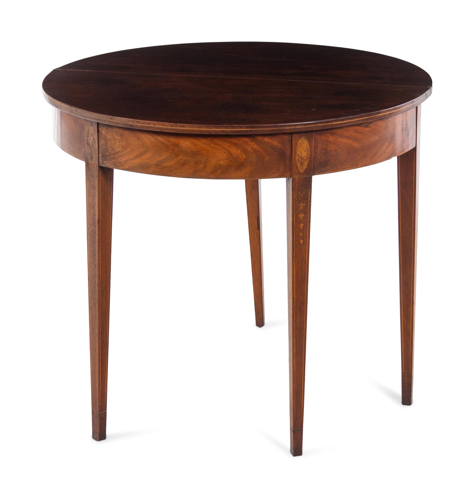 A Federal Inlaid Mahogany Flip-Top Table