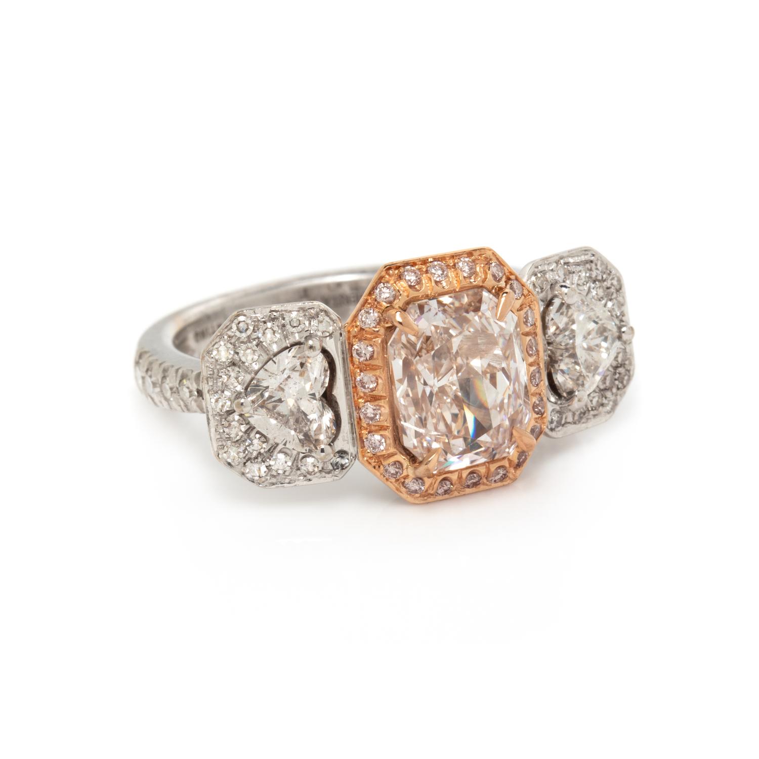 LIGHT BROWN-PINK DIAMOND AND DIAMOND RING