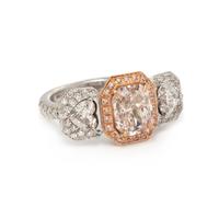LIGHT BROWN-PINK DIAMOND AND DIAMOND RING