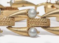 A 14K Yellow Gold and Pearl Bracelet