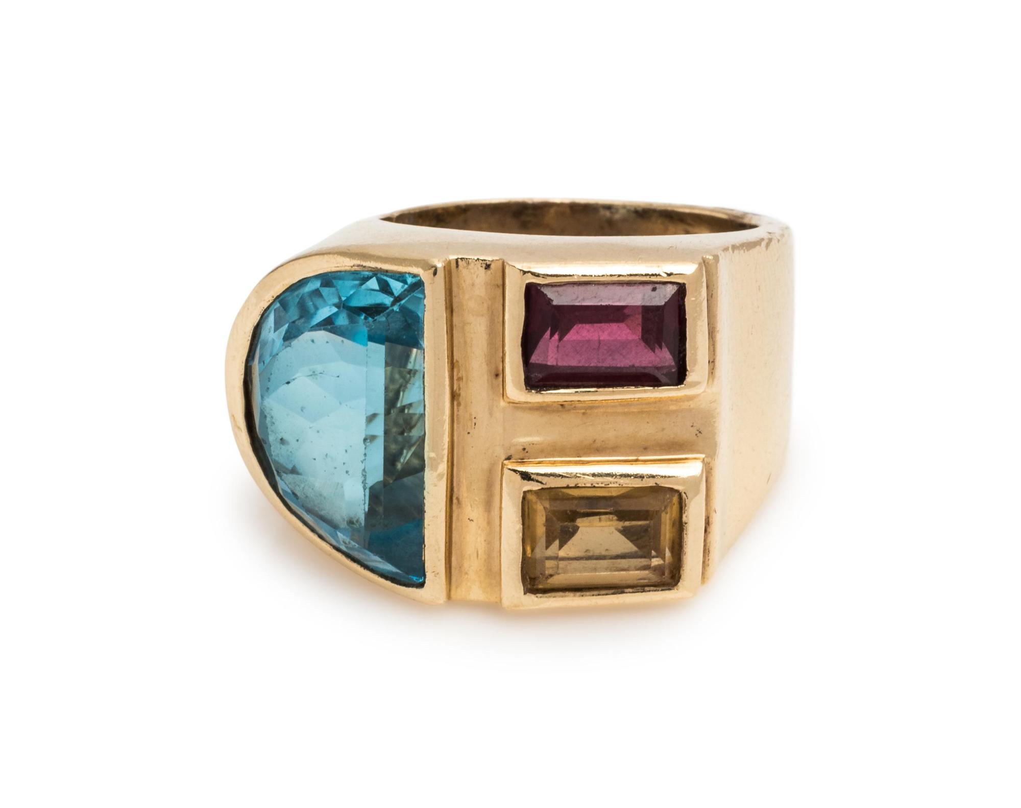 YELLOW GOLD AND MULTIGEM RING