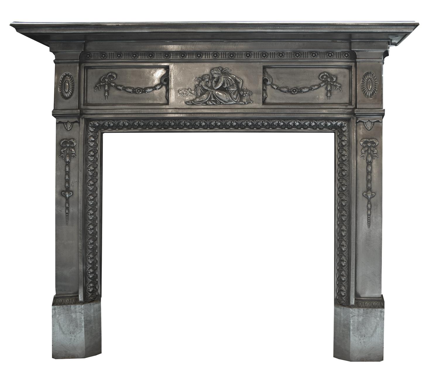 A Cast Iron Fireplace Mantel 60.5" W x 9.25" D x 54.75"H — England, Circa 1880