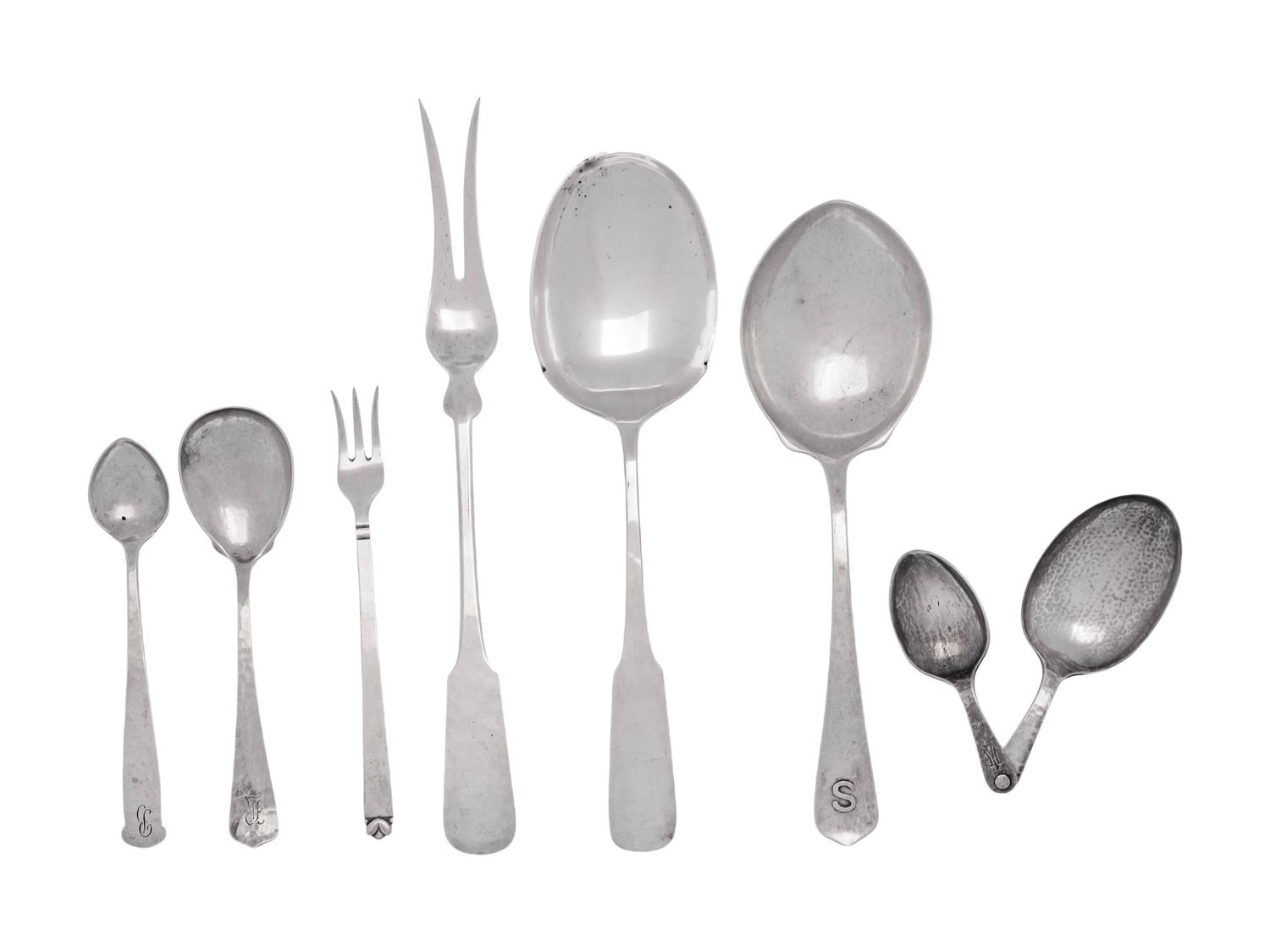 A Collection of American Arts & Crafts Silver Flatware Articles