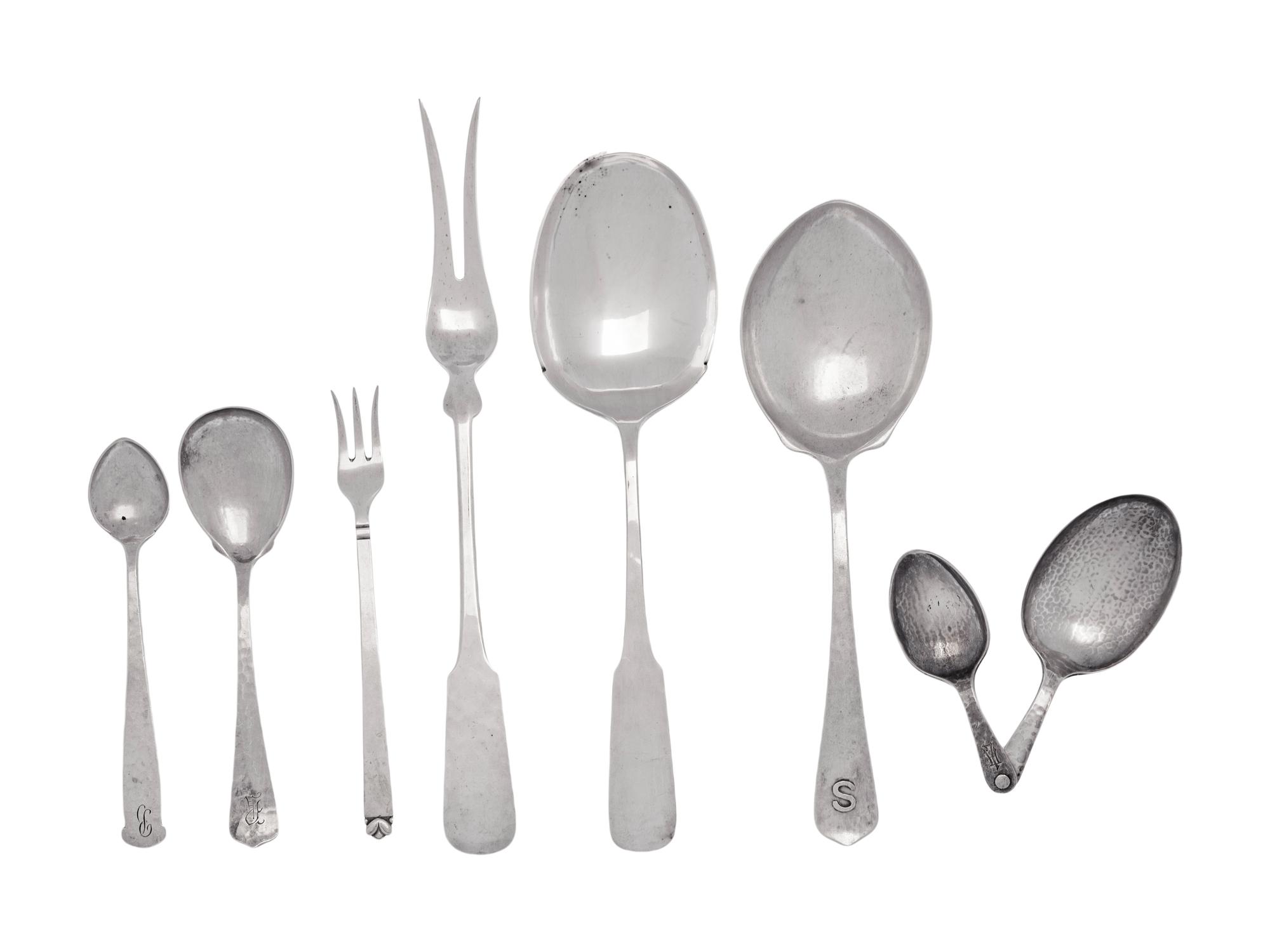 A Collection of American Arts & Crafts Silver Flatware Articles