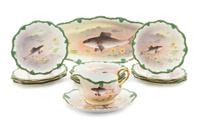 A Limoges Porcelain Fish Service Width of platter 23 1/2 inches.
