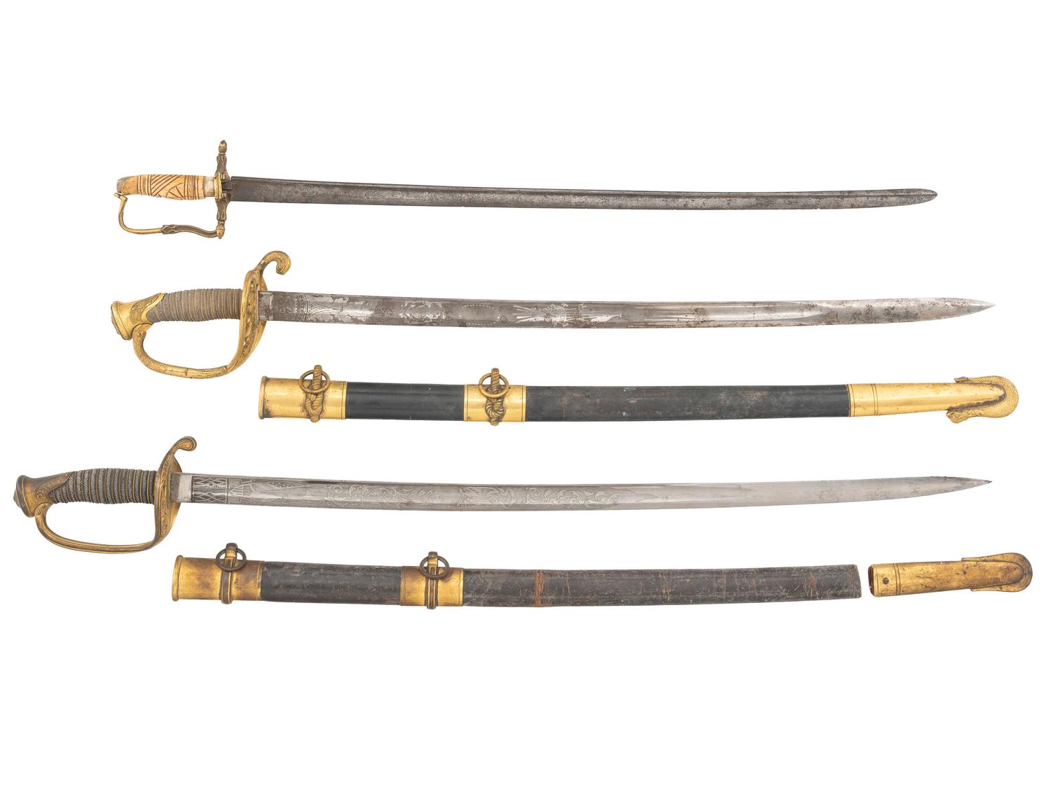 Collection of US Navy Rear Admiral Augustus Henry Kilty (1807-1879), incl. swords, dress uniform with accoutrements, and 34-star flag associated with the USS Mound City .