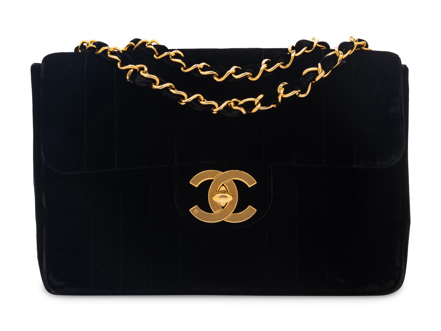 CHANEL VELVET JUMBO FLAP BAG