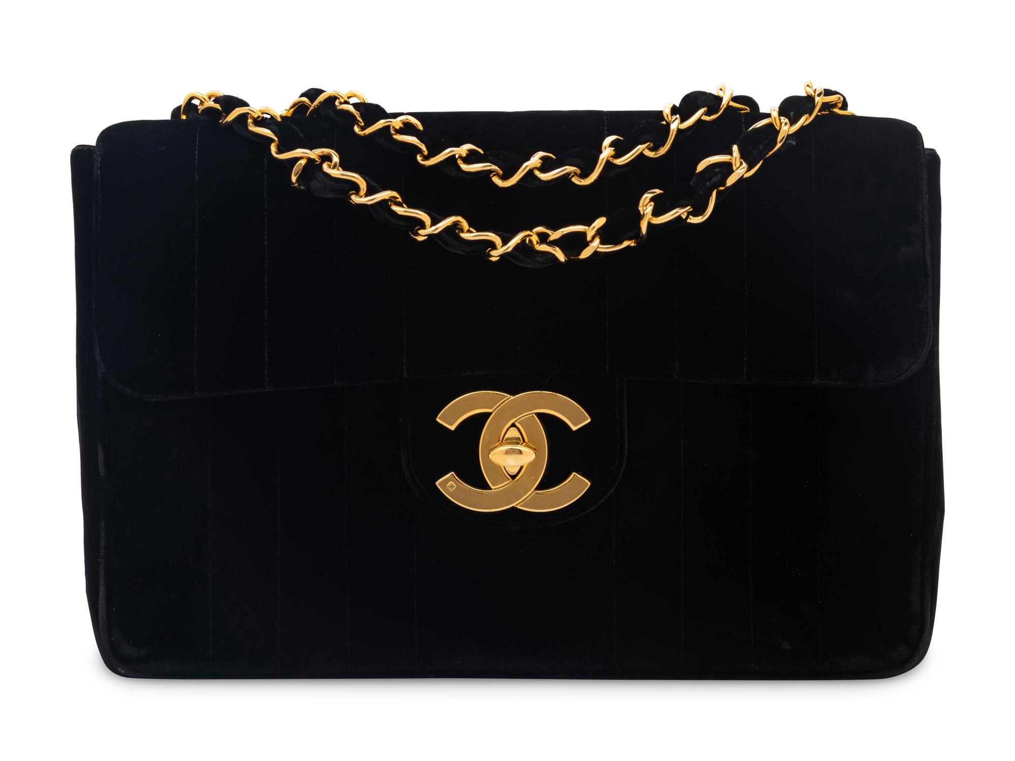 CHANEL VELVET JUMBO FLAP BAG