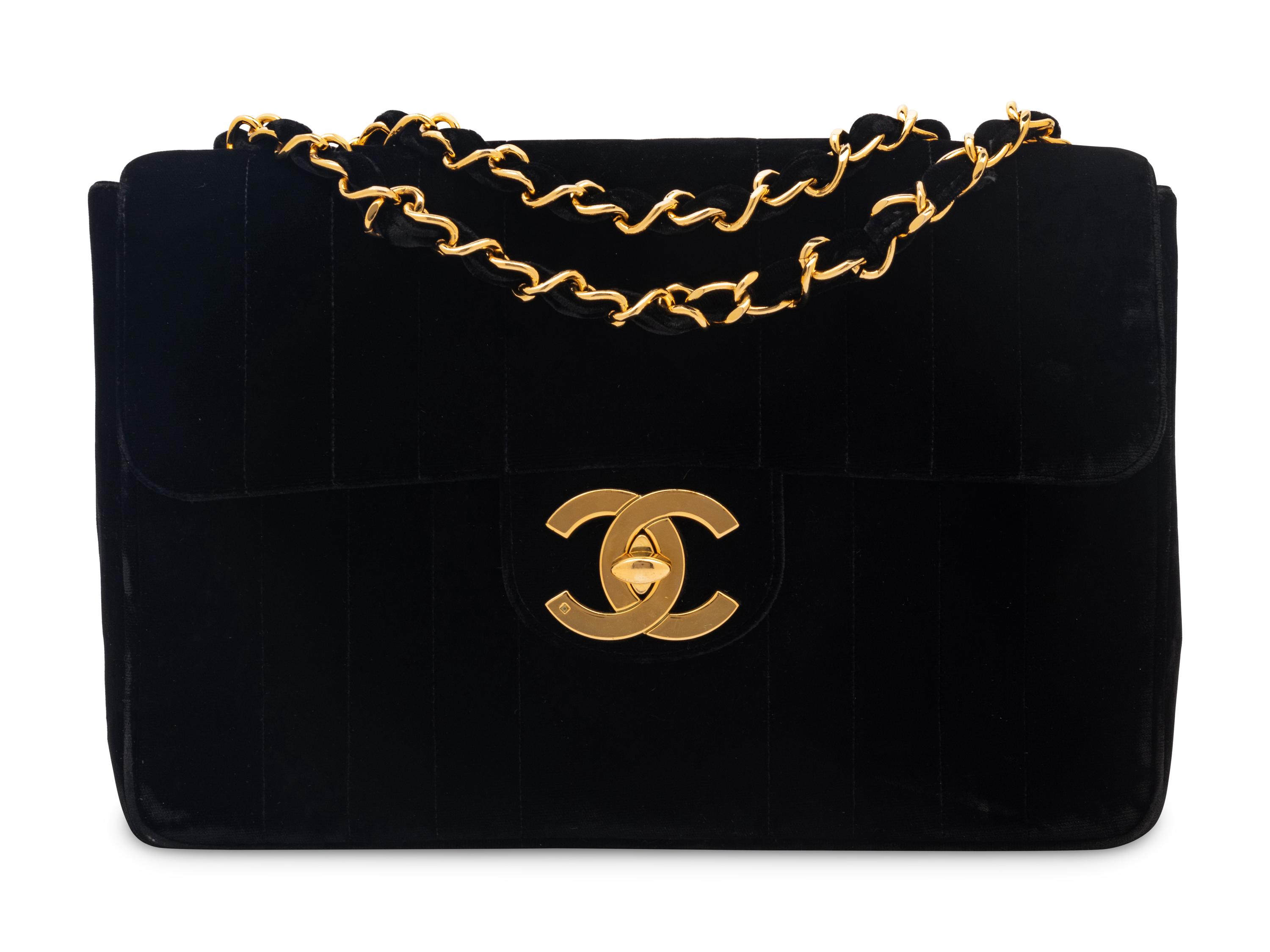 CHANEL VELVET JUMBO FLAP BAG
