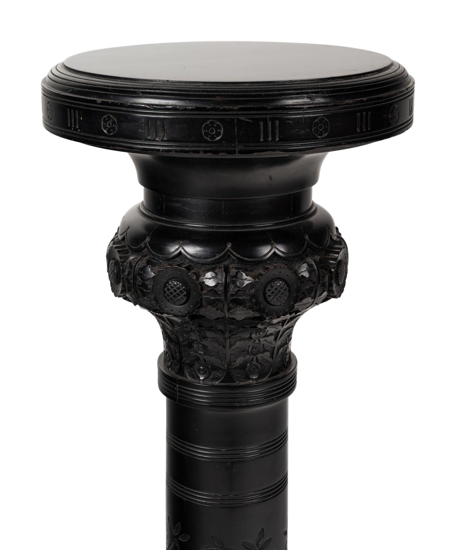 An American Carved and Ebonized Cherry Pedestal