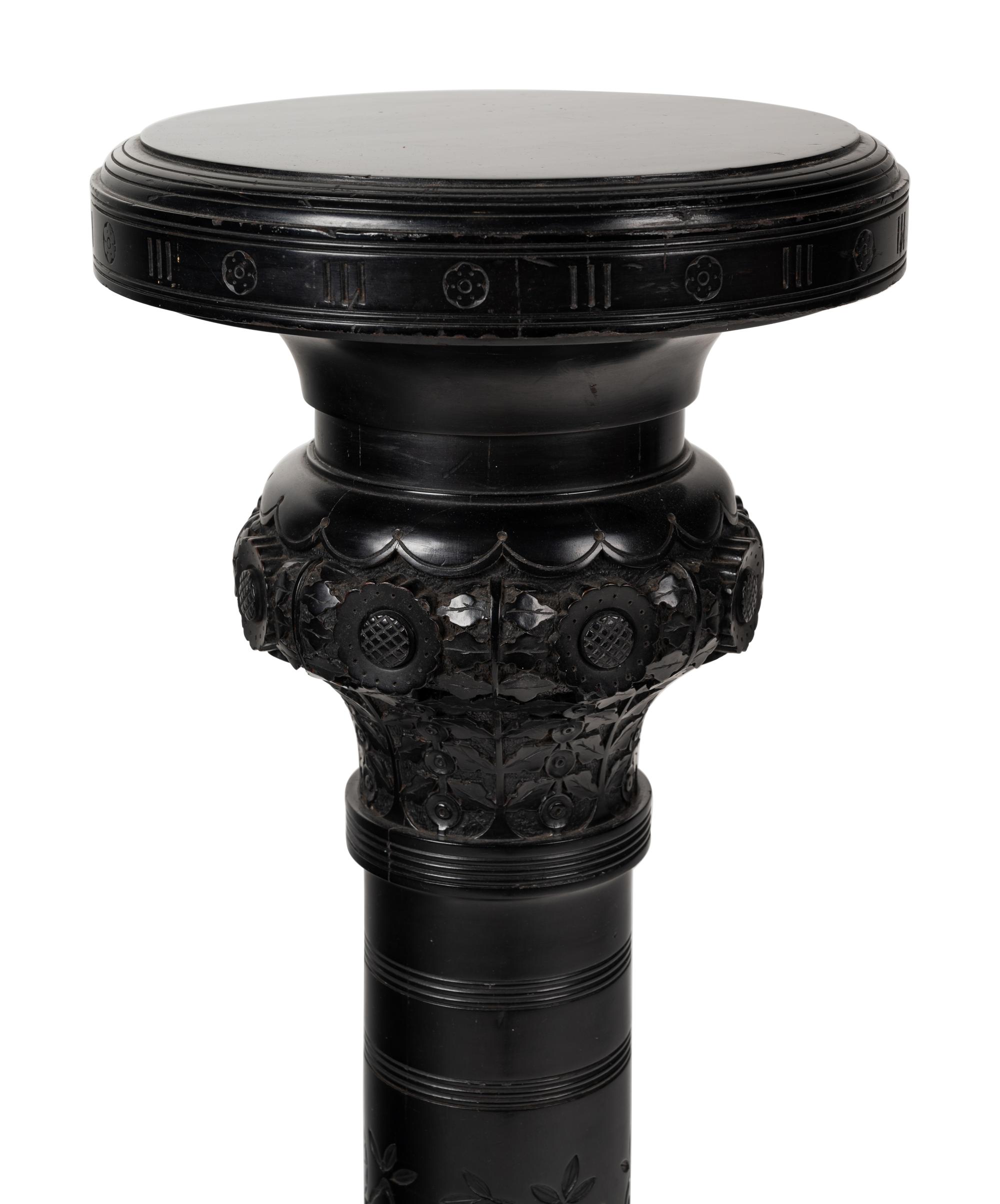 An American Carved and Ebonized Cherry Pedestal
