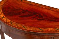 A Pair of George III Painted Satinwood-Inlaid Mahogany Flip-Top Tables
