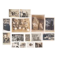 [EARLY PHOTOGRAPHY - RECORDING & LISTENING DEVICES]. A collection of 100+ photographs and advertisements mostly featuring subjects with Edison phonographs and other listening and recording devices, including: