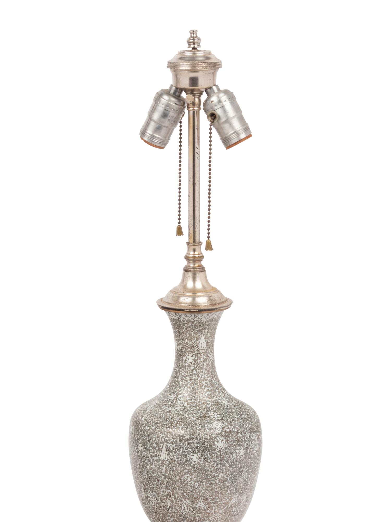 A Pair of Cloisonné Vases Mounted as Lamps