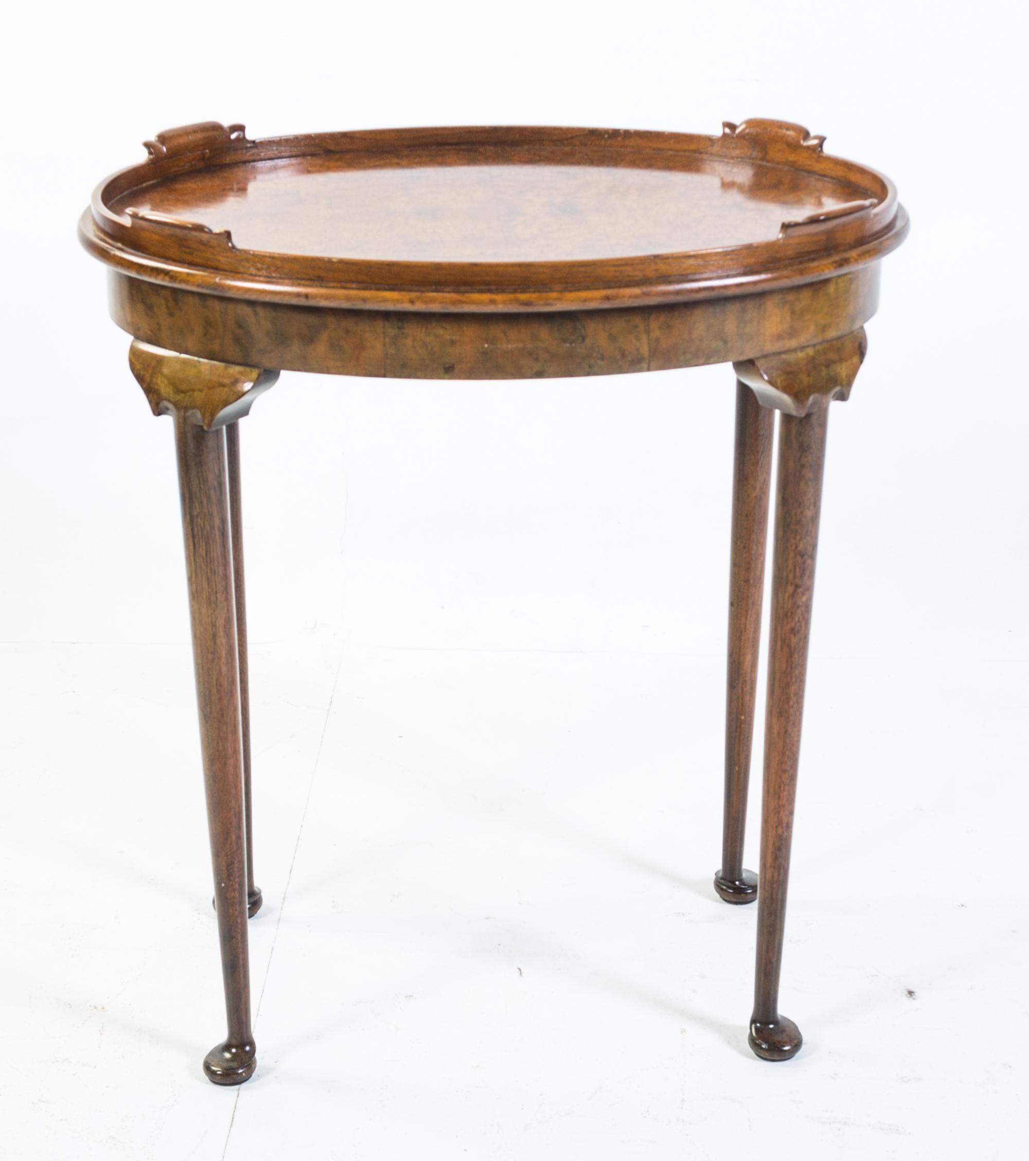 A Burlwood Tray Table Height 27 3/4 x width 25 1/4 x depth 17 3/4 inches. — 20TH CENTURY