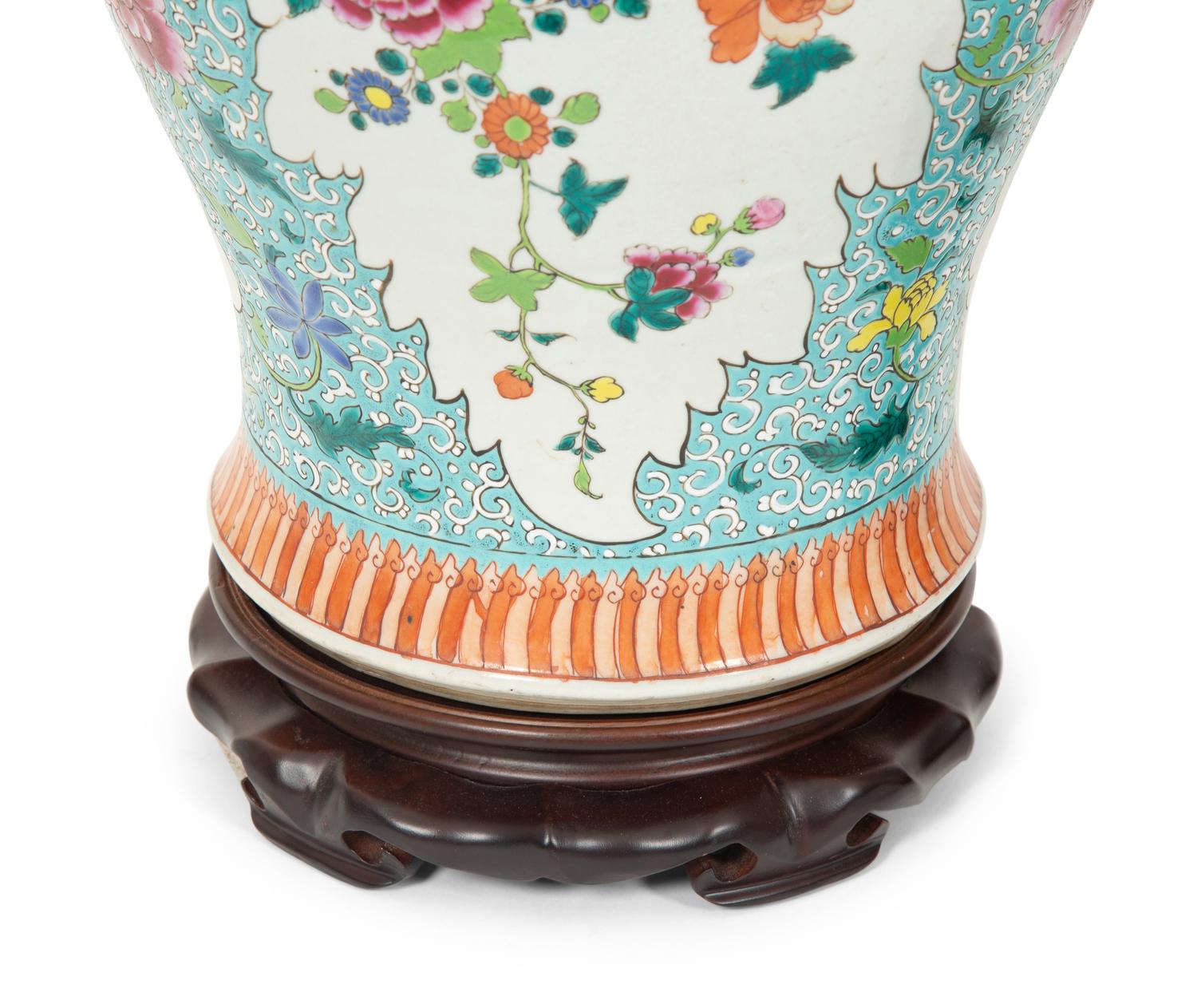 A Pair of Chinese Export Famille Rose Porcelain Covered Jars