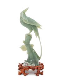 A Chinese Green Serpentine Figure of a Pheasant