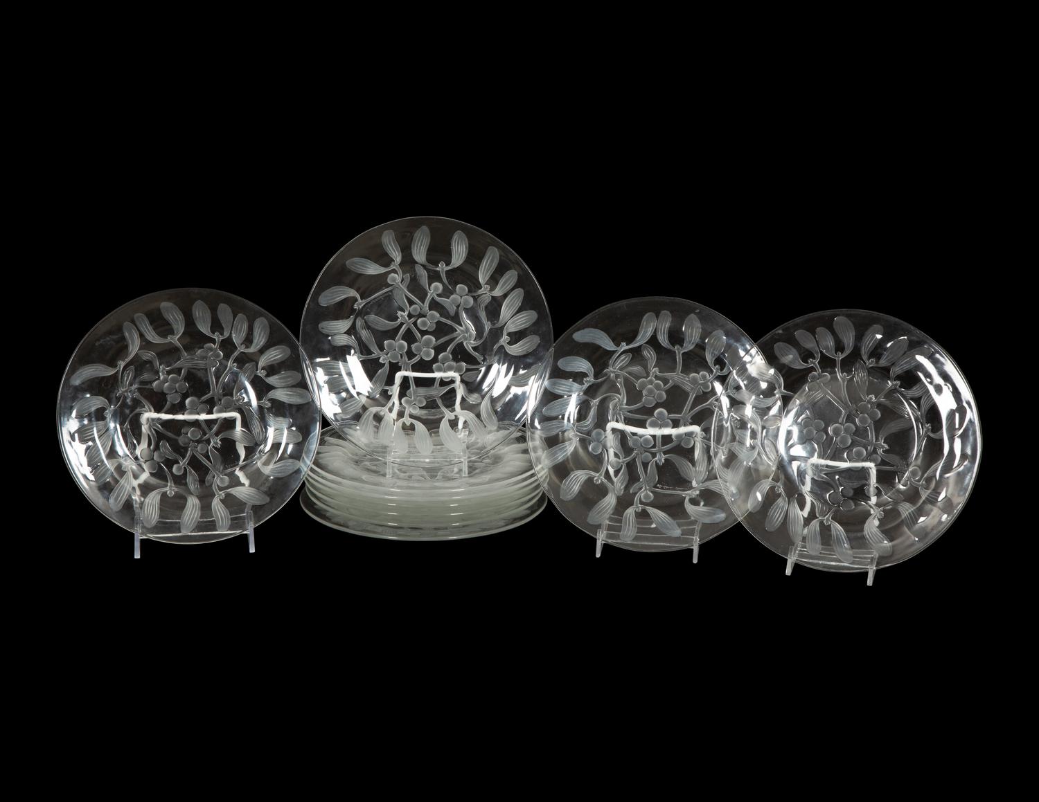 A Set of Ten Lalique Saint Sylvestre Plates