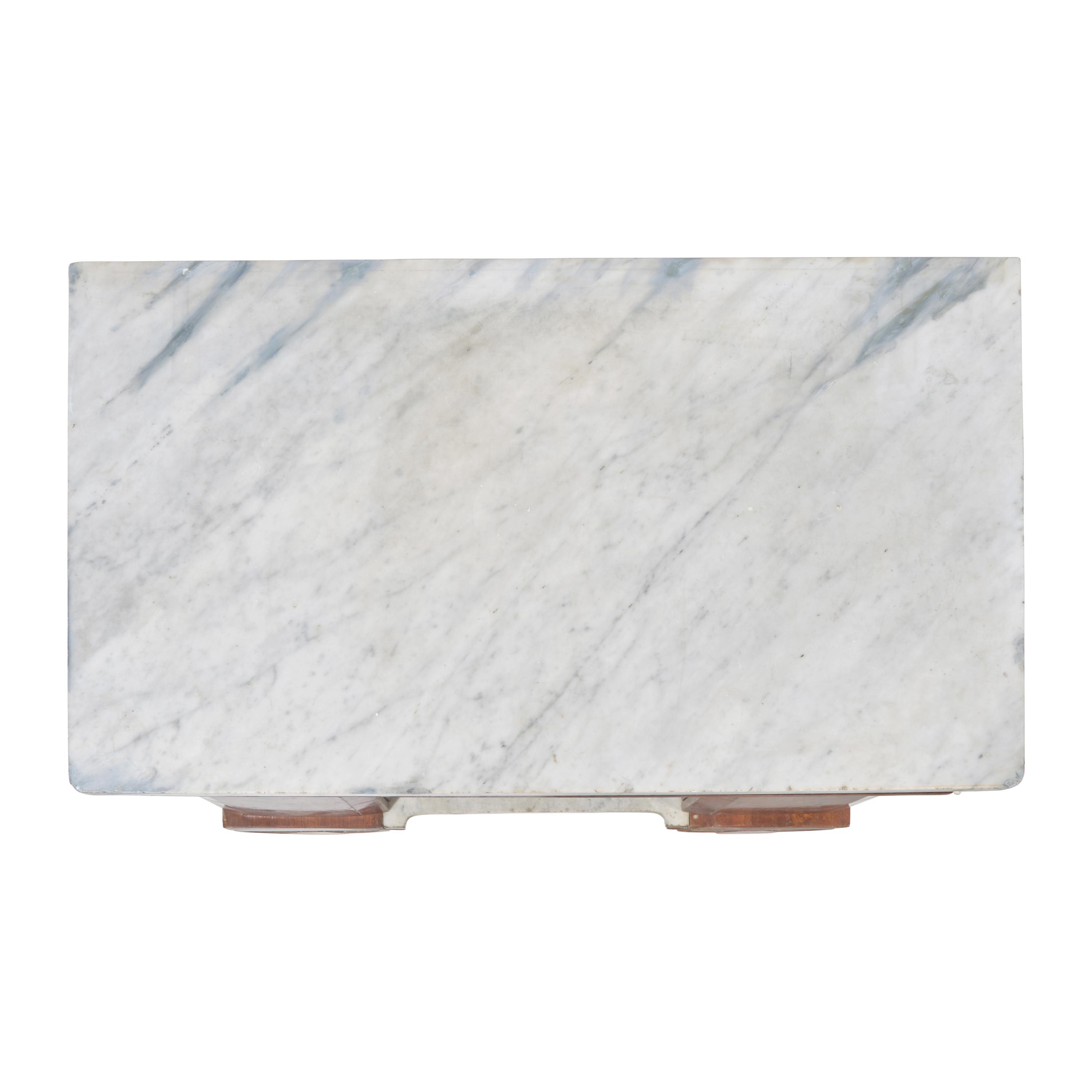 A Classical Figured Mahogany and White Marble Mixing Table