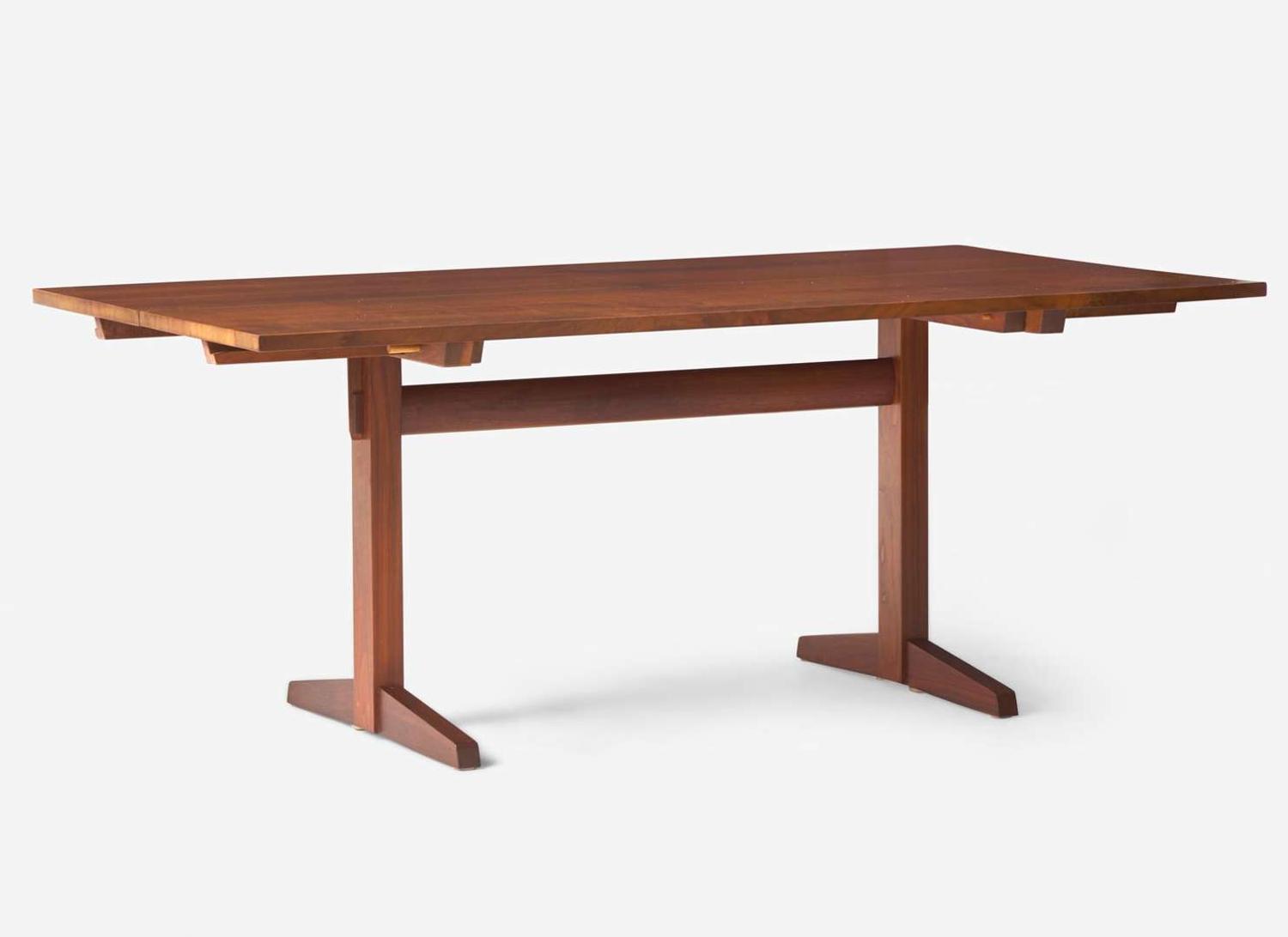 George Nakashima (1905-1990), Trestle Extension Dining Table and Six New Chairs, New Hope, PA, 1966