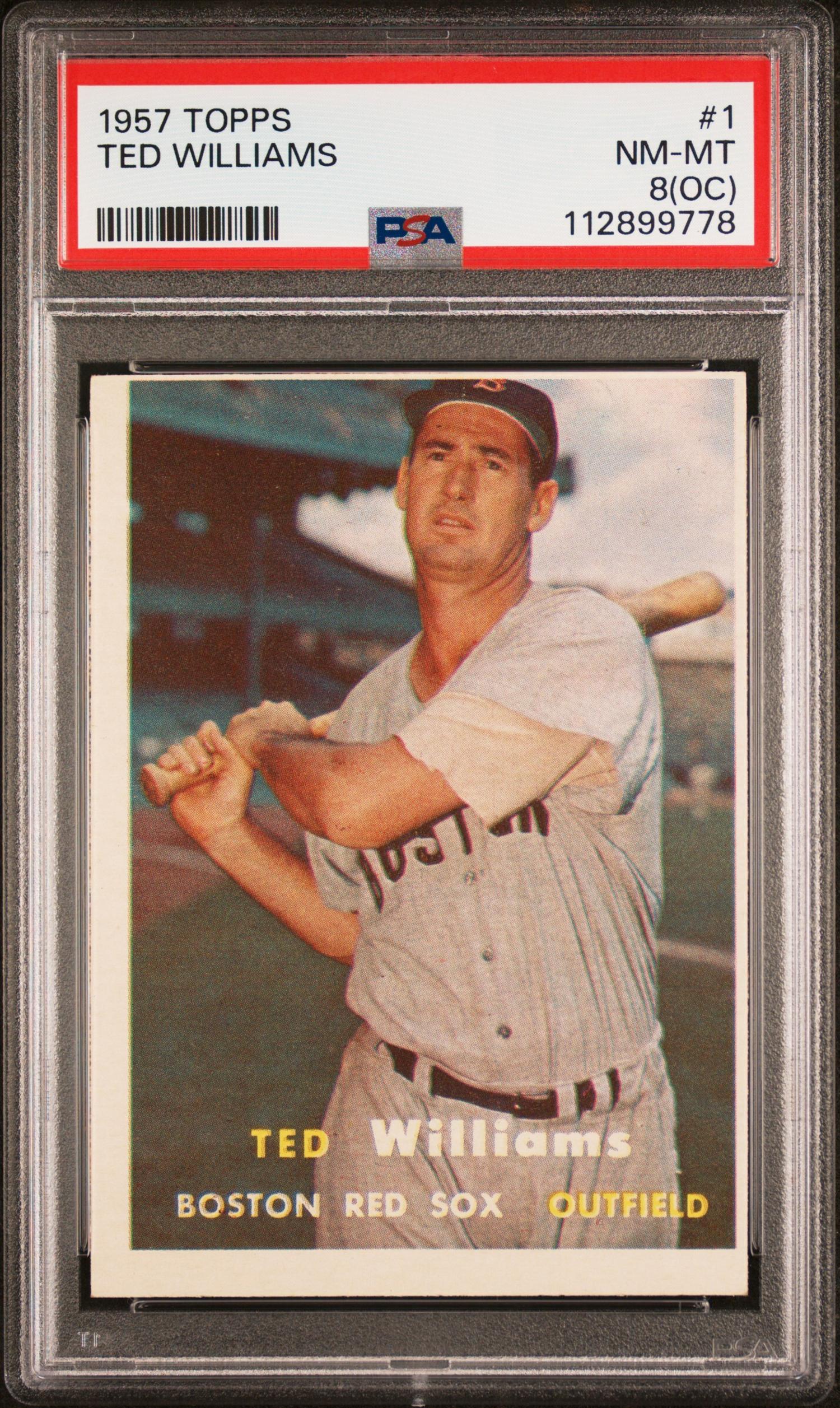 A 1957 Topps Ted Williams Baseball Card No. 1 (PSA 8 NM-MT OC)