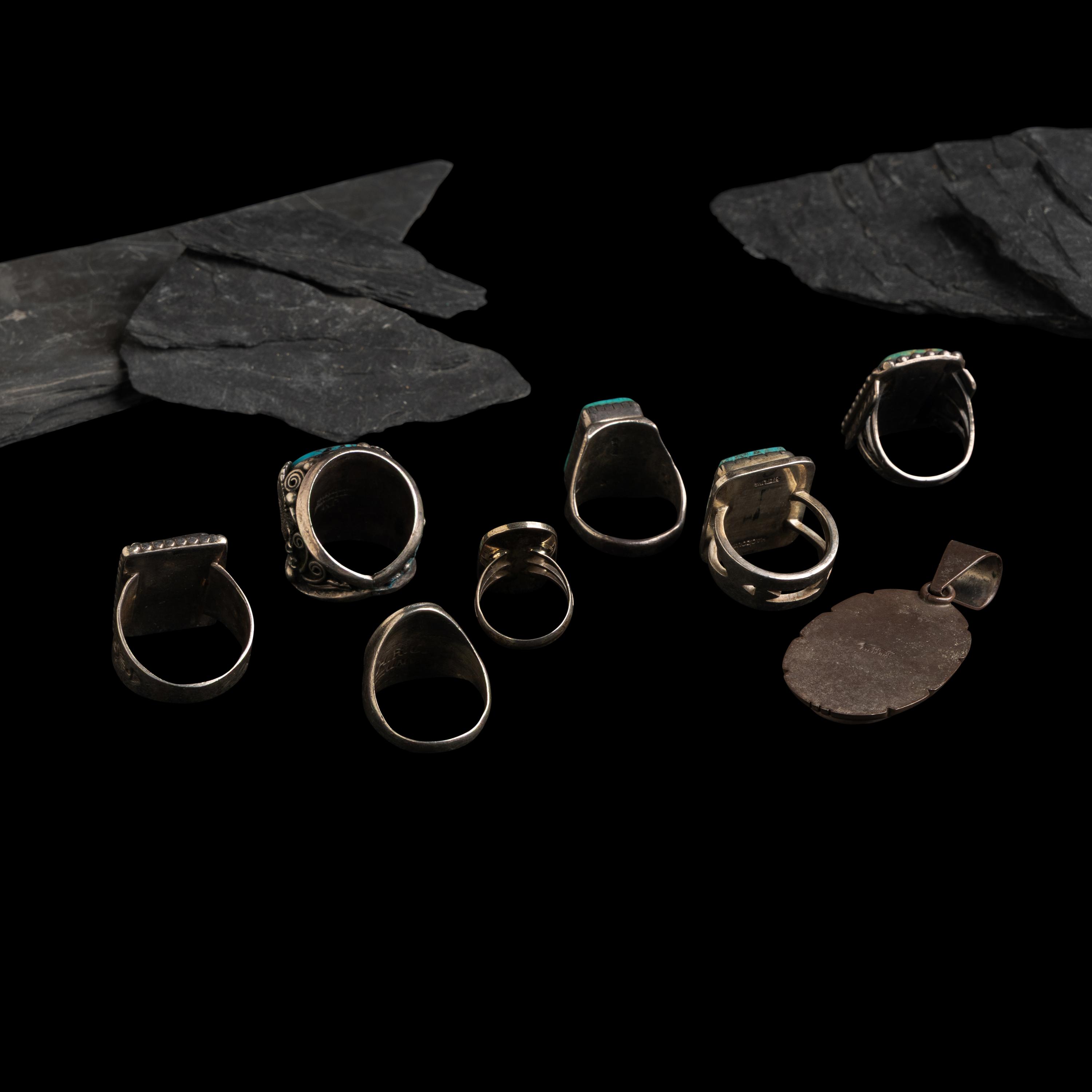 Navajo and Zuni Rings and Pendant