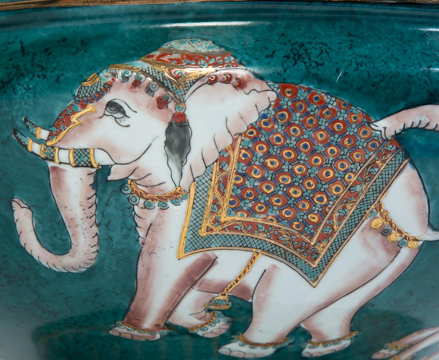 An Indian Hand-Painted Porcelain Center Bowl — 20TH CENTURY