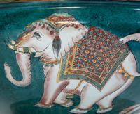 An Indian Hand-Painted Porcelain Center Bowl — 20TH CENTURY