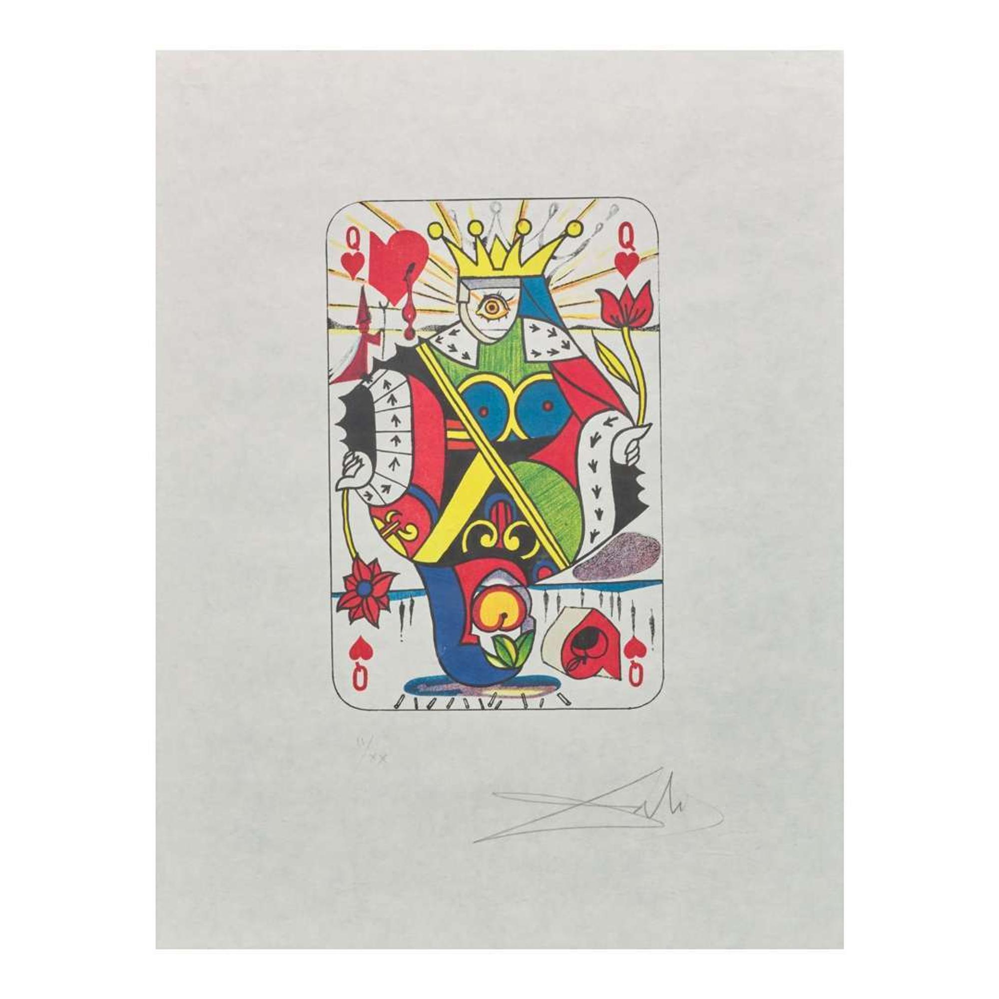 Salvador Dalí (Spanish, 1904-1989) Playing Cards (Ace, King, Queen and Jack of Hearts)