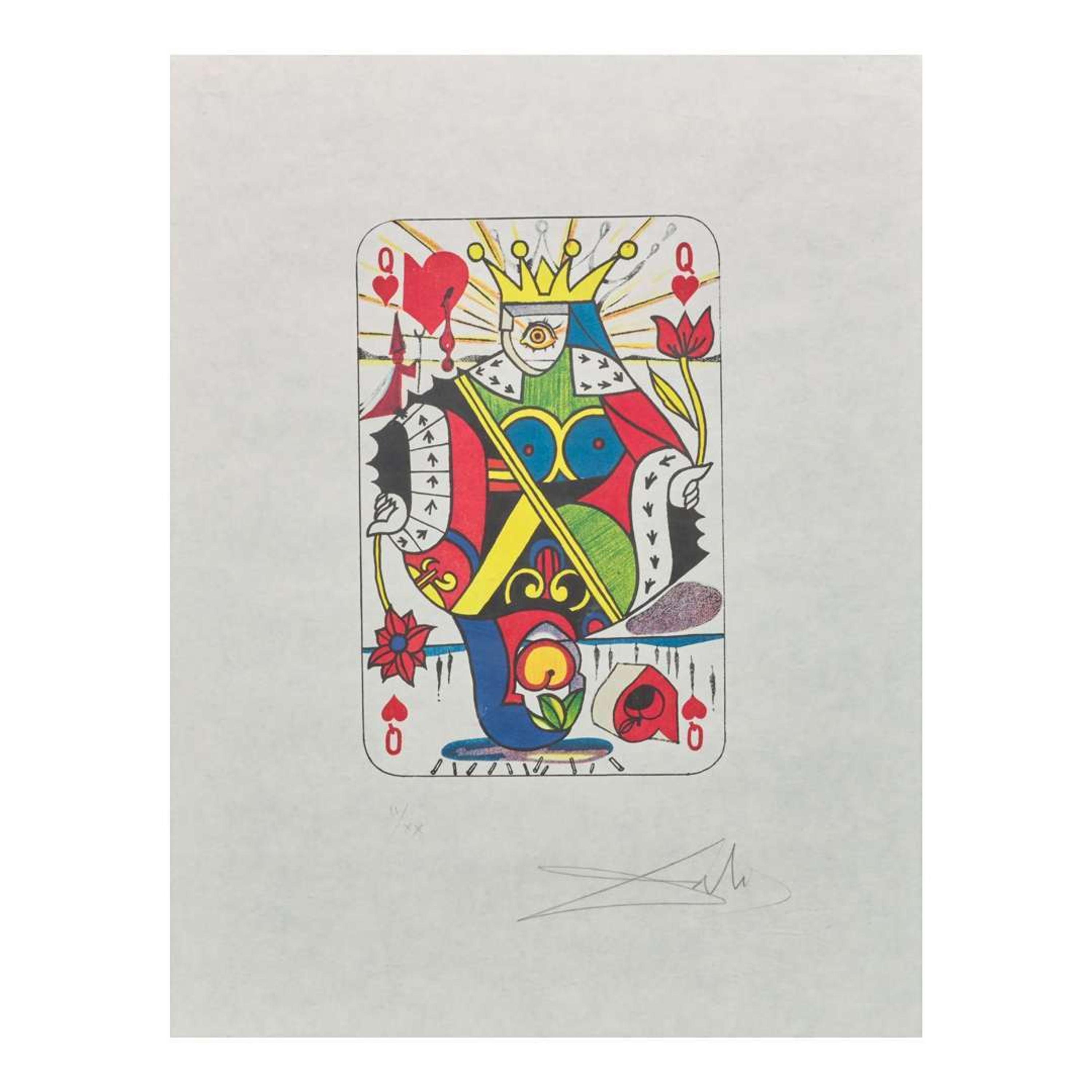 Salvador Dalí (Spanish, 1904-1989) Playing Cards (Ace, King, Queen and Jack of Hearts)