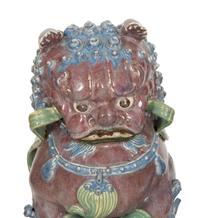 A Pair of Glazed Earthenware Temple Guardians