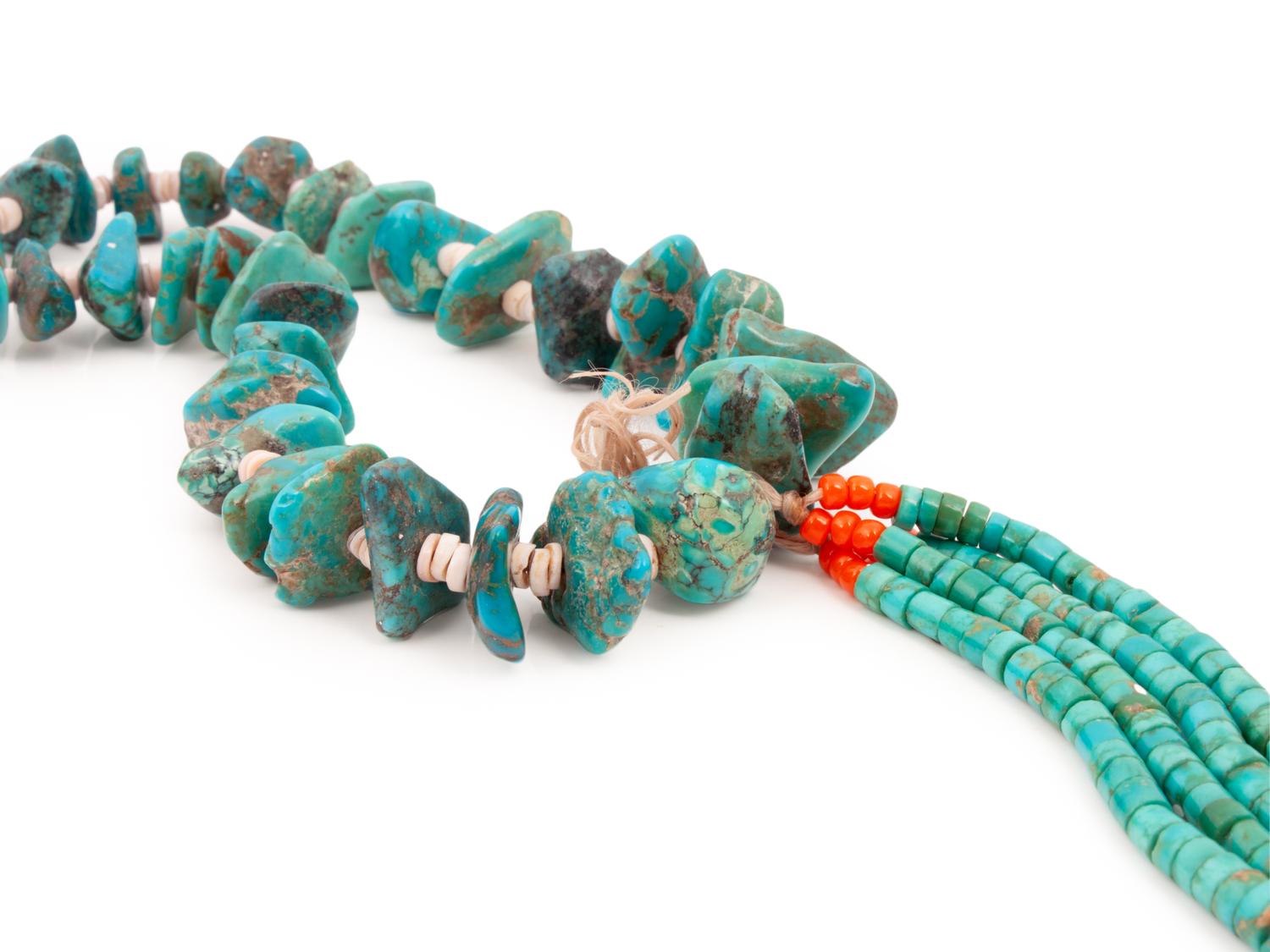 Pueblo Turquoise Nugget Necklace, with Joclas and Matching Earrings