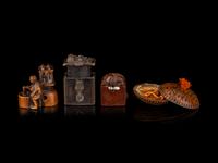 Four Japanese Carved Wood Netsuke
