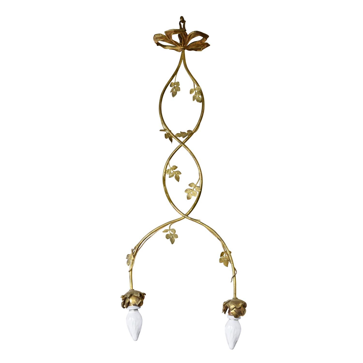 A Gilt Bronze Light Fixture 14" W x 7" D x 36" H — France, Early 20th Century