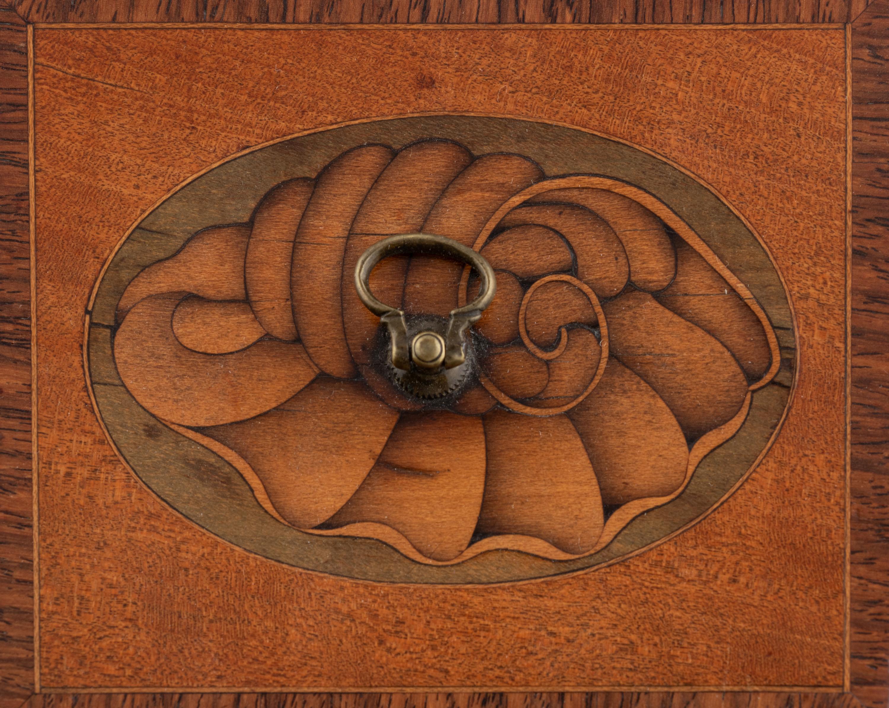 A Group of Three George III Harewood and Marquetry Tea Caddies