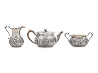A Cased Three-Piece Sterling Silver Tea Service, Gorham Mfg. Co., Providence, RI, Date Mark for 1887