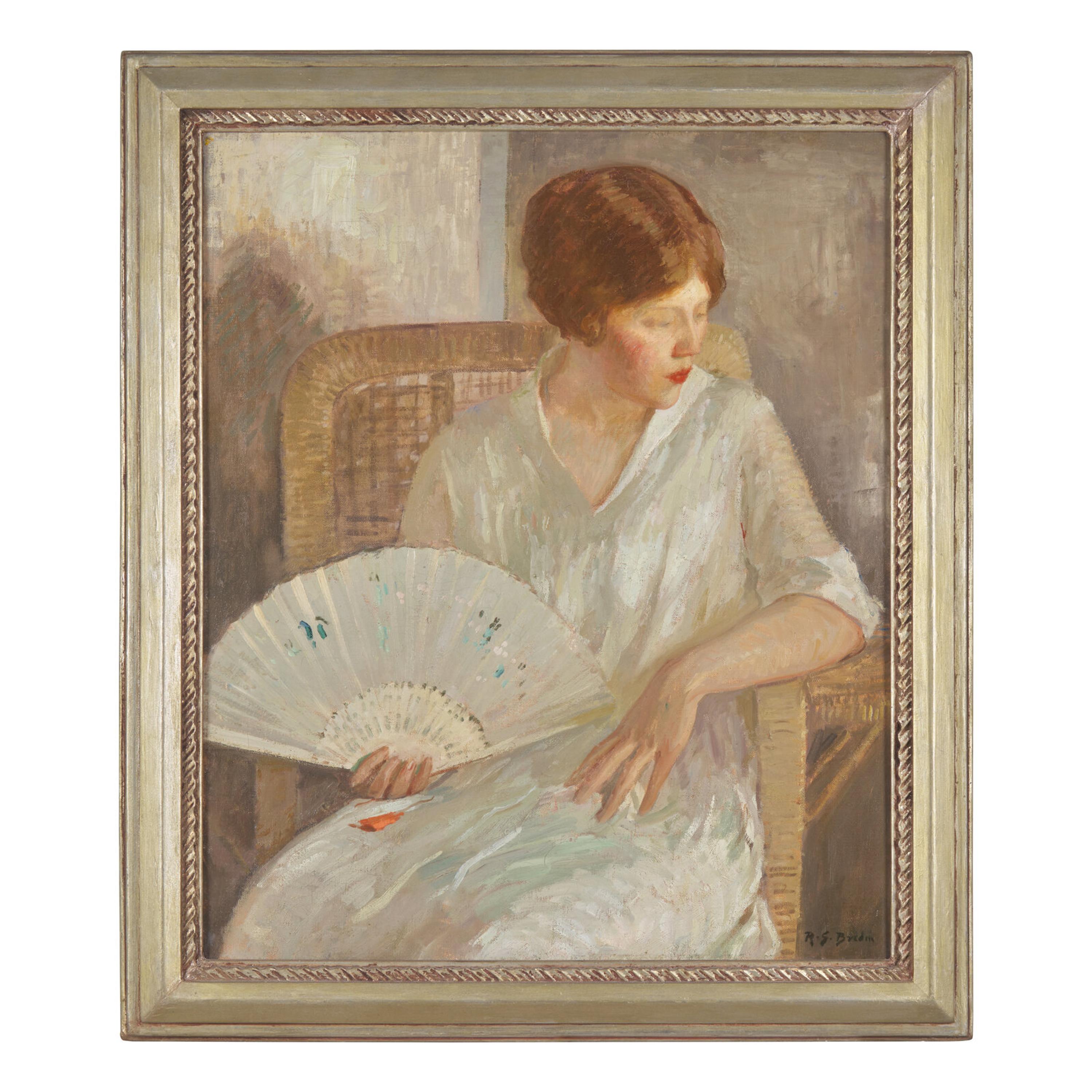 Rae Sloan Bredin (American, 1881-1933) — Girl With White Fan , c. 1915