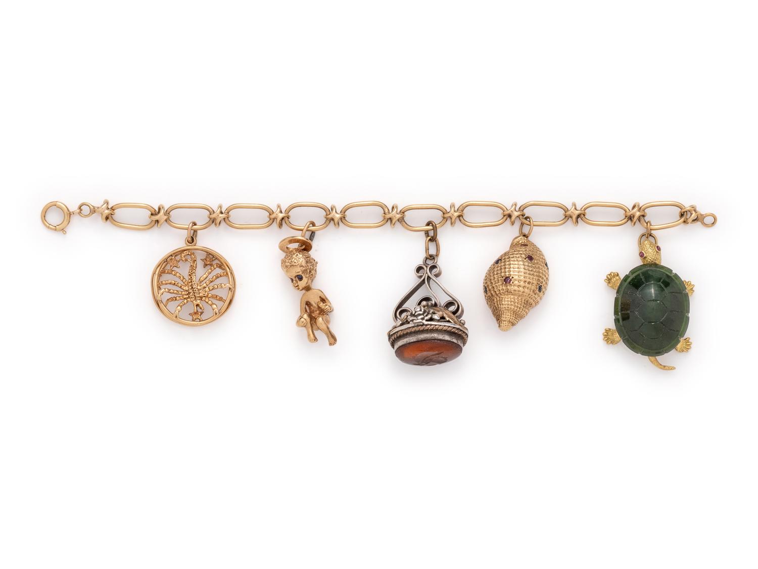 YELLOW GOLD CHARM BRACELET