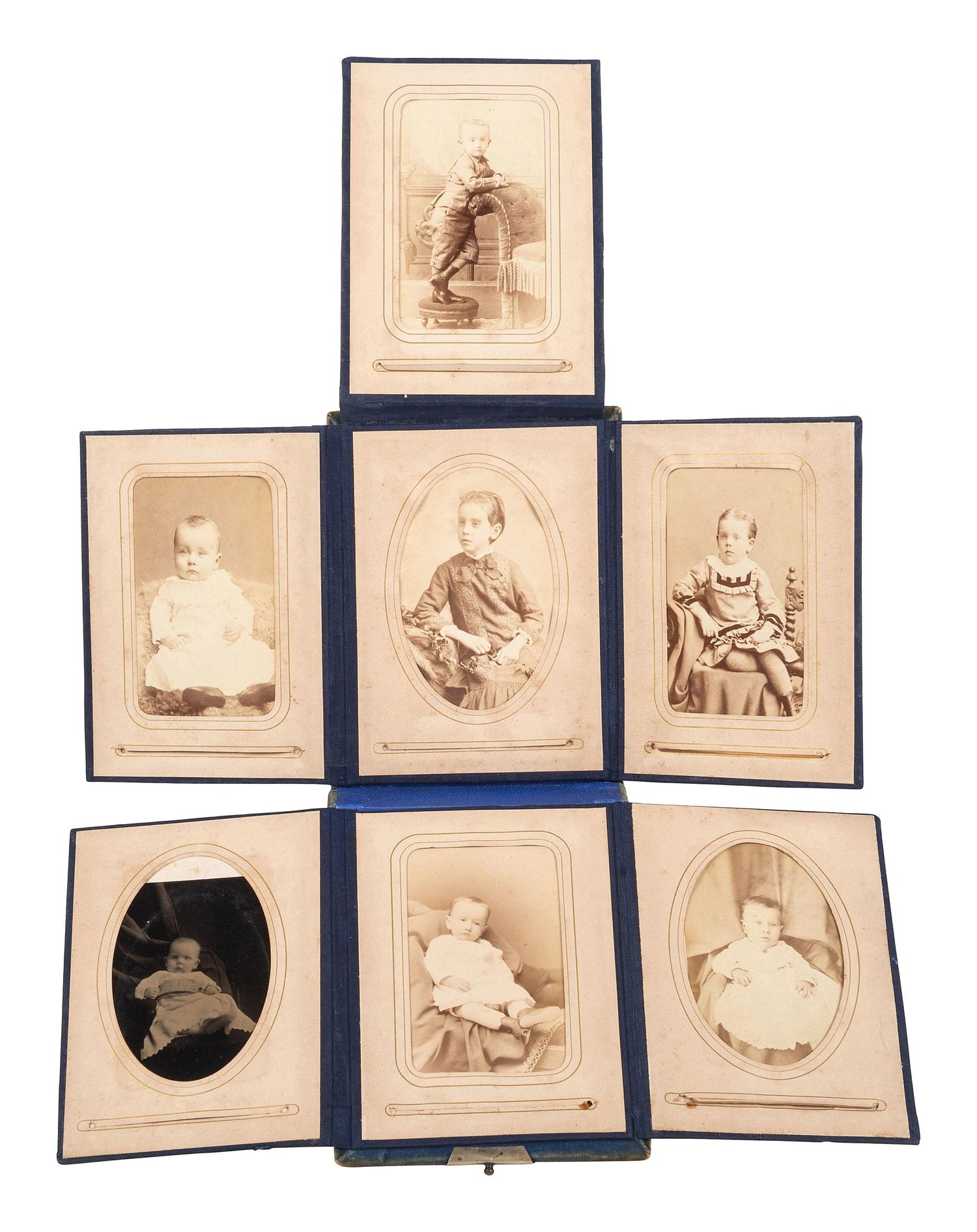 [EARLY PHOTOGRAPHY]. 19th century CDVs, albums, frames, and related photographic materials.