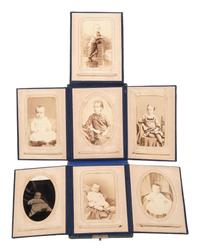 [EARLY PHOTOGRAPHY]. 19th century CDVs, albums, frames, and related photographic materials.