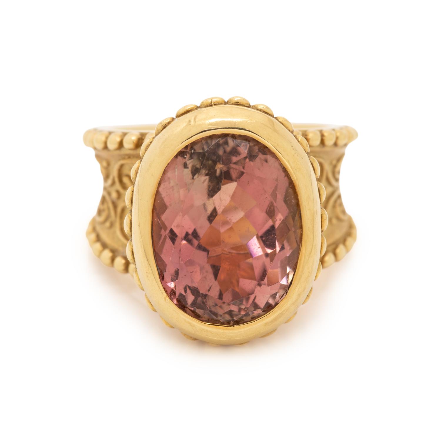 CYNTHIA BACH, YELLOW GOLD AND PINK TOURMALINE RING