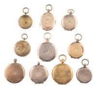 [EARLY PHOTOGRAPHY]. A group of 10 lockets containing 14 daguerreotypes of children and young men and women.