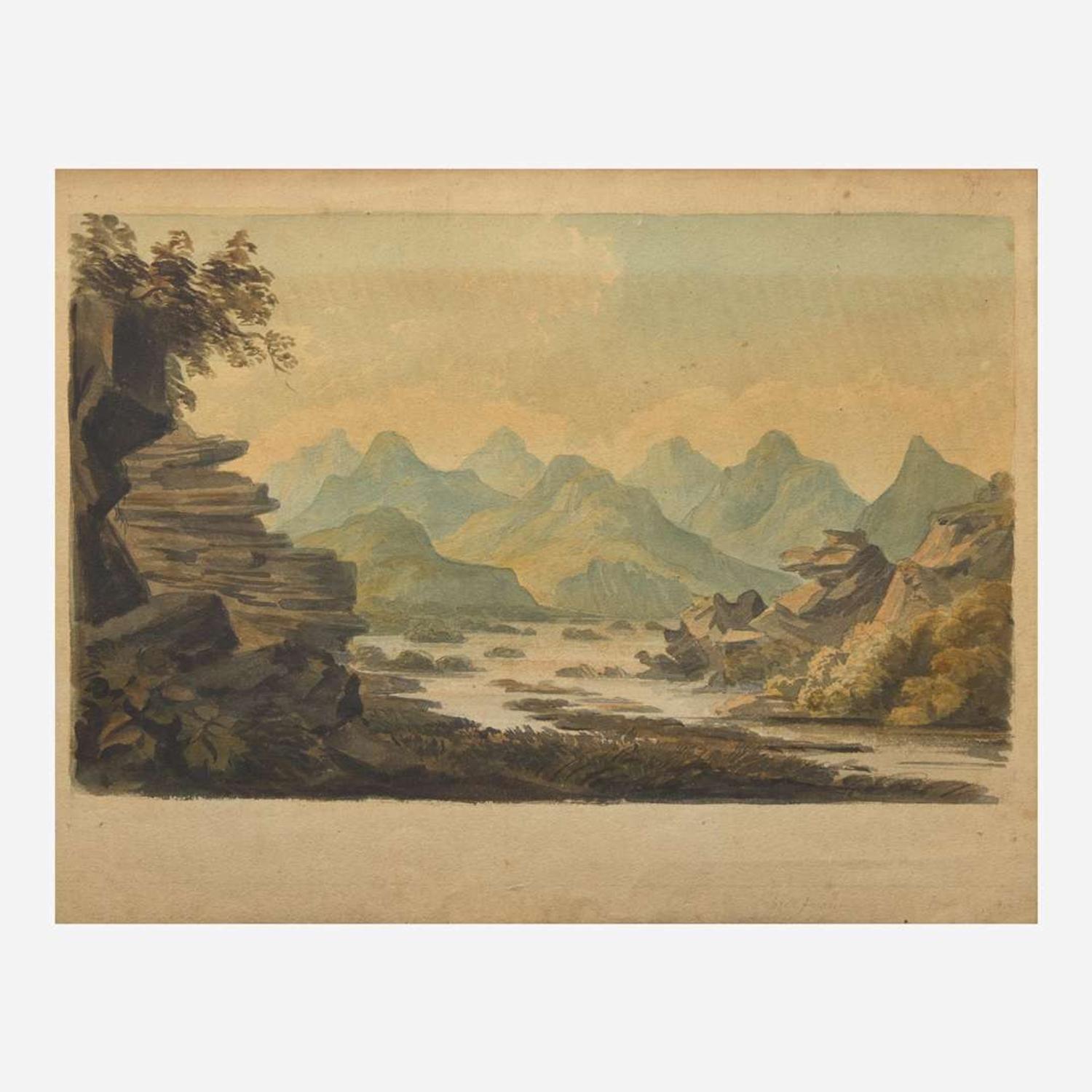 Attributed to Benjamin Henry Latrobe (1764-1820) Small Drawing of a Mountainous Landscape
