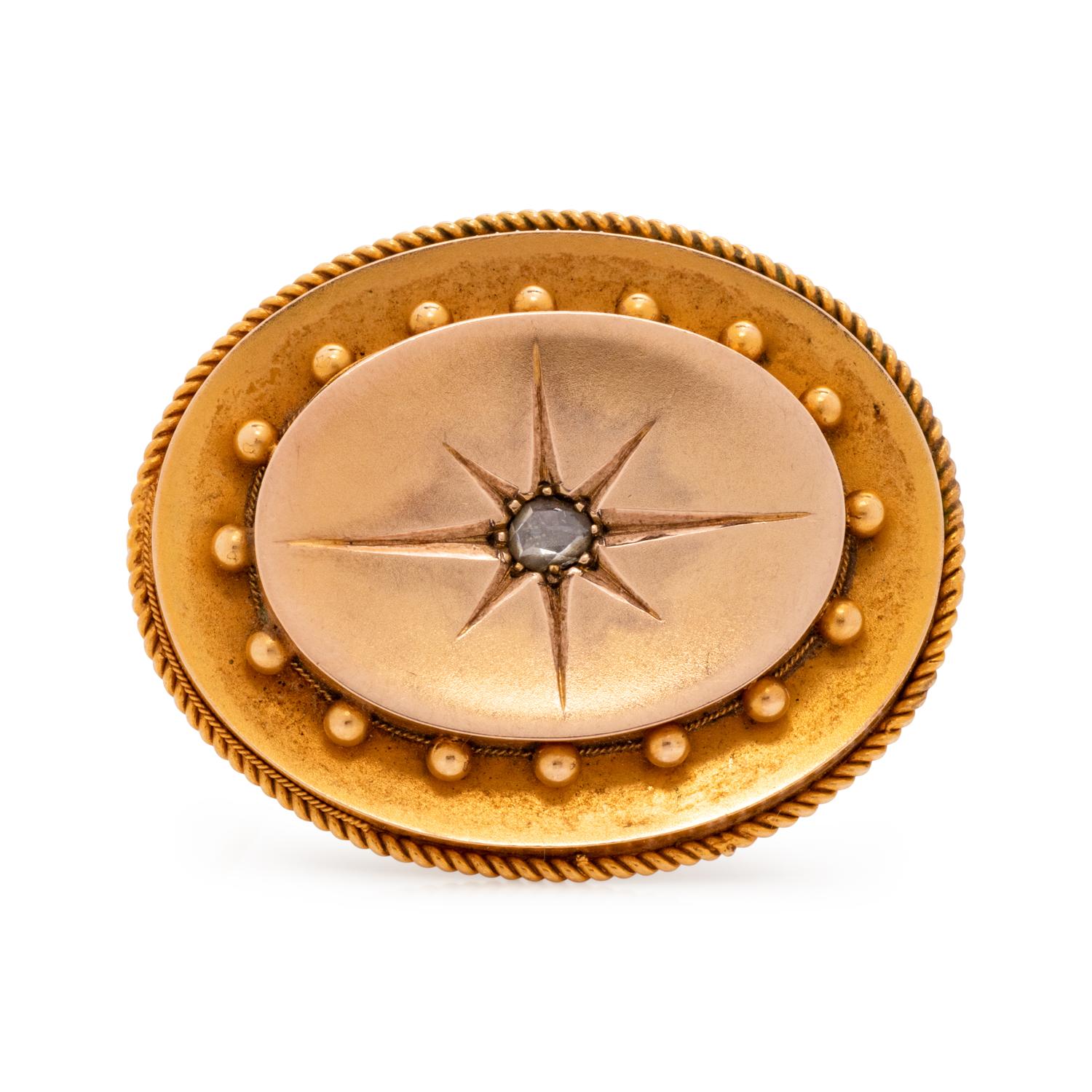 ANTIQUE, GOLD-FILLED AND DIAMOND BROOCH